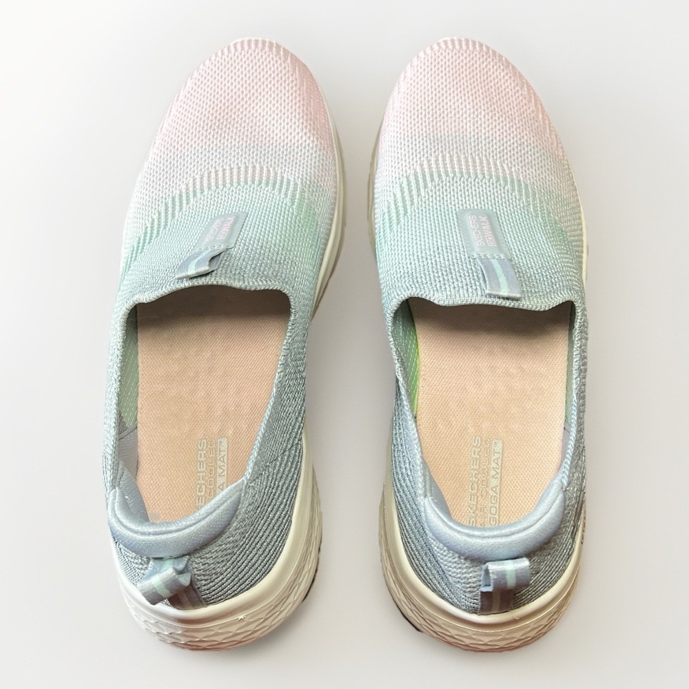 SKECHERS Go Walk Flex Knit Cali Sunset Sneaker Slip-On Shoes Gray Multi Size 10 - Picture 4 of 10